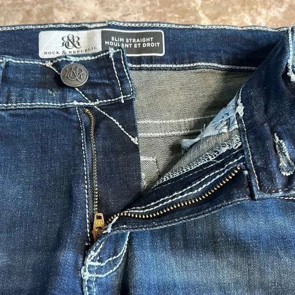 Rock & Republic 30x30 men jeans .Blue,slim straight,embroidered logo NWT - Picture 15 of 15